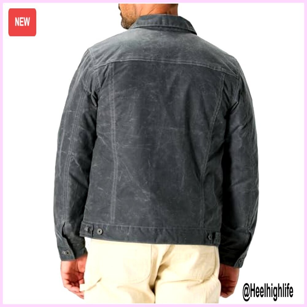 Men's Cotton Trucker Jacket, Heated Motorcycle Style, Lightweight - Picture 6 of 7